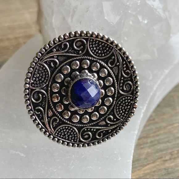 Alquimia Silver and Blue Statement Ring - Picture 1 of 9
